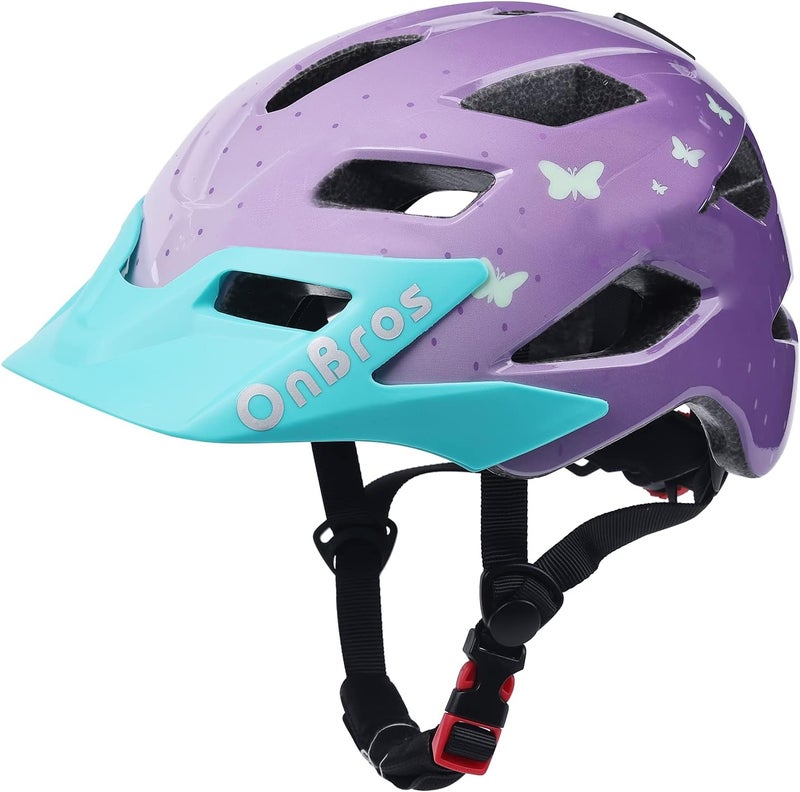 OnBros Kids Bike Helmet - Bike Helmets for 5-14 Boys or Girls with Visor, Children Bicycle Helmet for Skateboard Mountain Scooter Road Cycling, Lightweight and Adjustable 50-57CM - Image 1